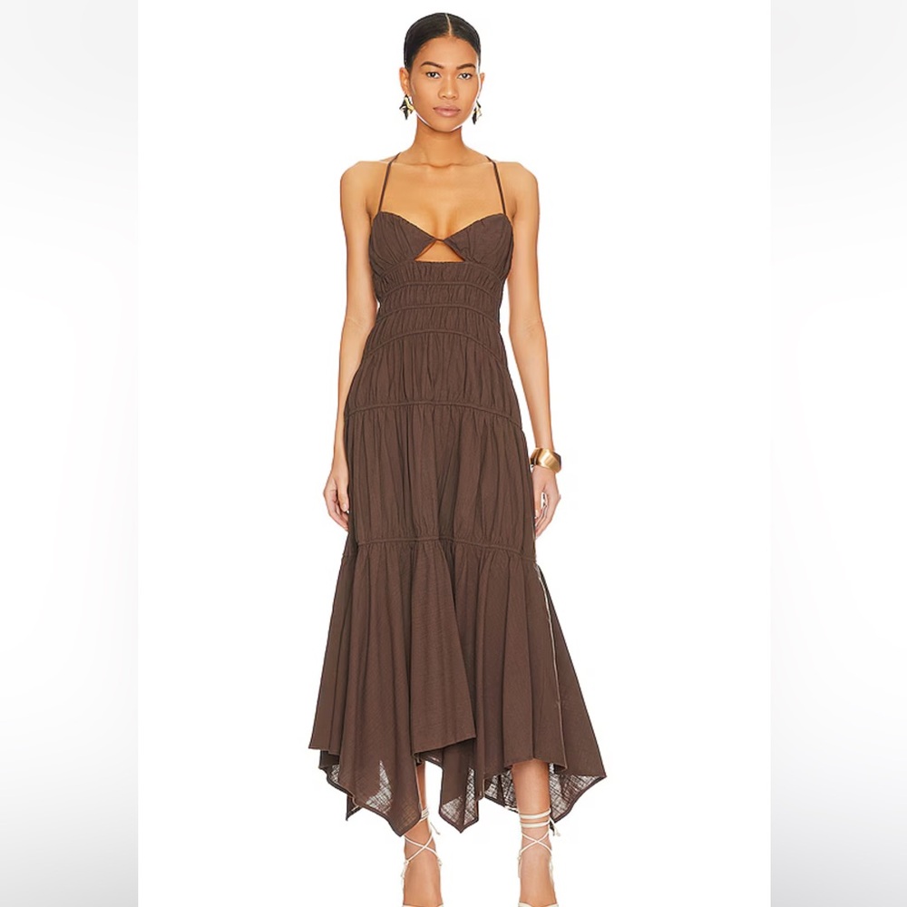 SNDYS Tahlia Dress in Chocolate. Size Small